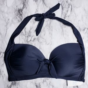 Bandeau bikini top black self-tie swim 3XLarge